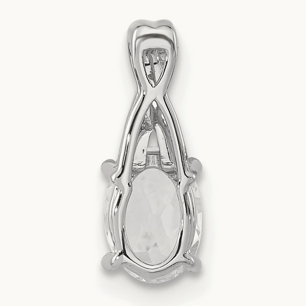 Oval Topaz and Diamond Pendant — 14K White Gold