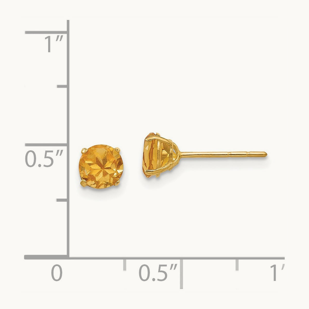 Round Citrine Post Earrings — 5mm