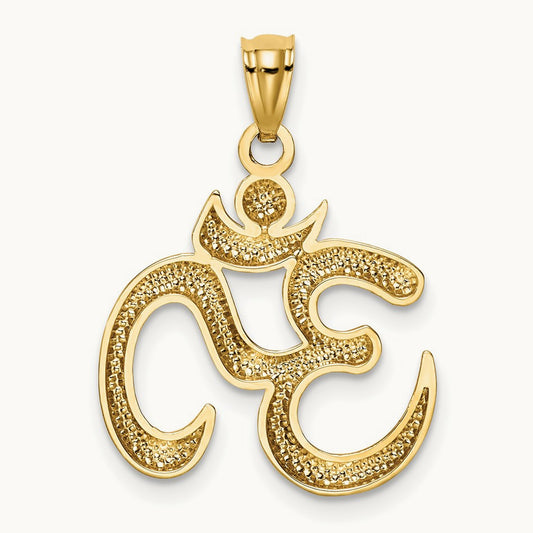 Polished Om Symbol Pendant, 14K