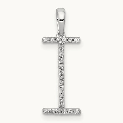 Diamond Letter I Initial Pendant, 14K White Gold