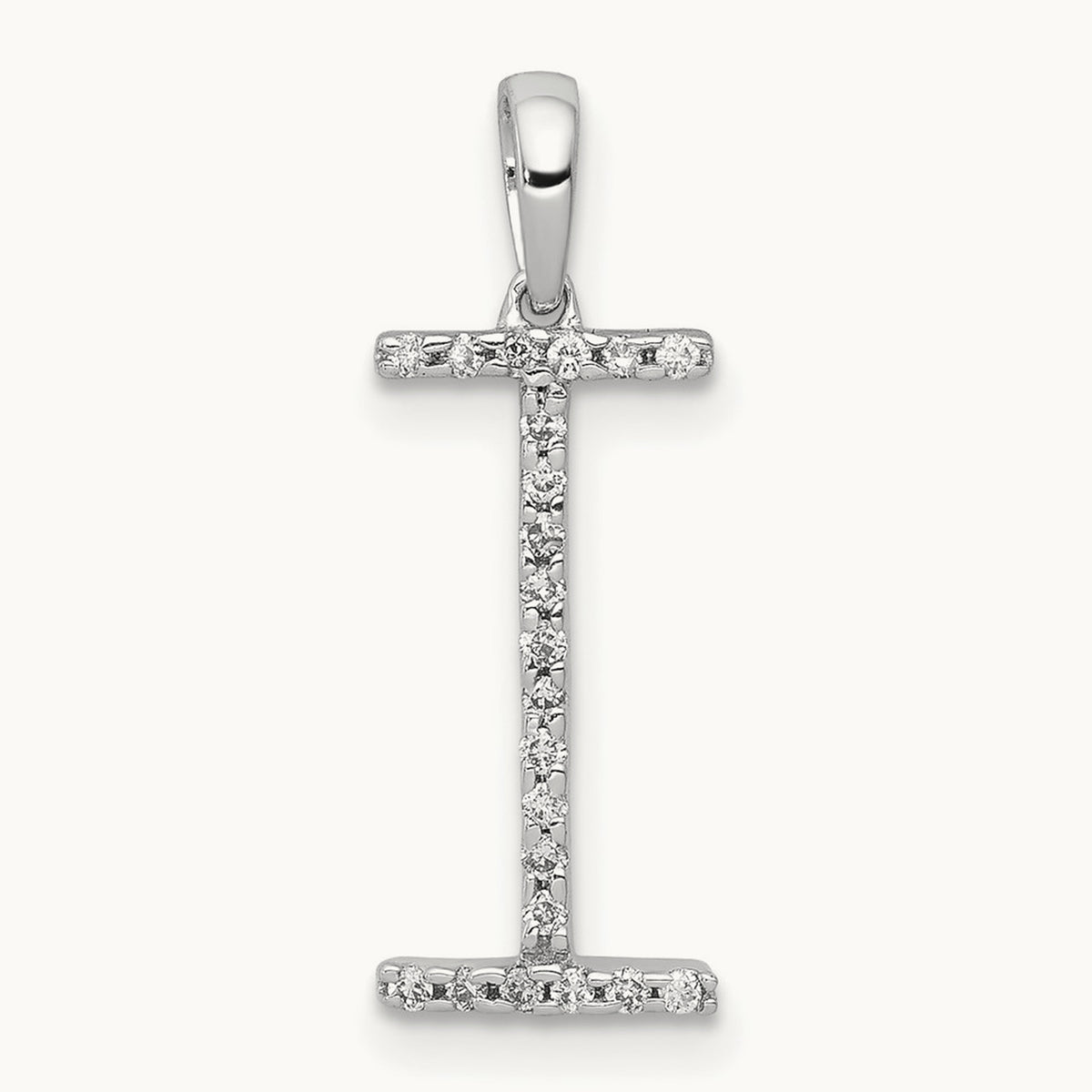 Diamond Letter I Initial Pendant, 14K White Gold