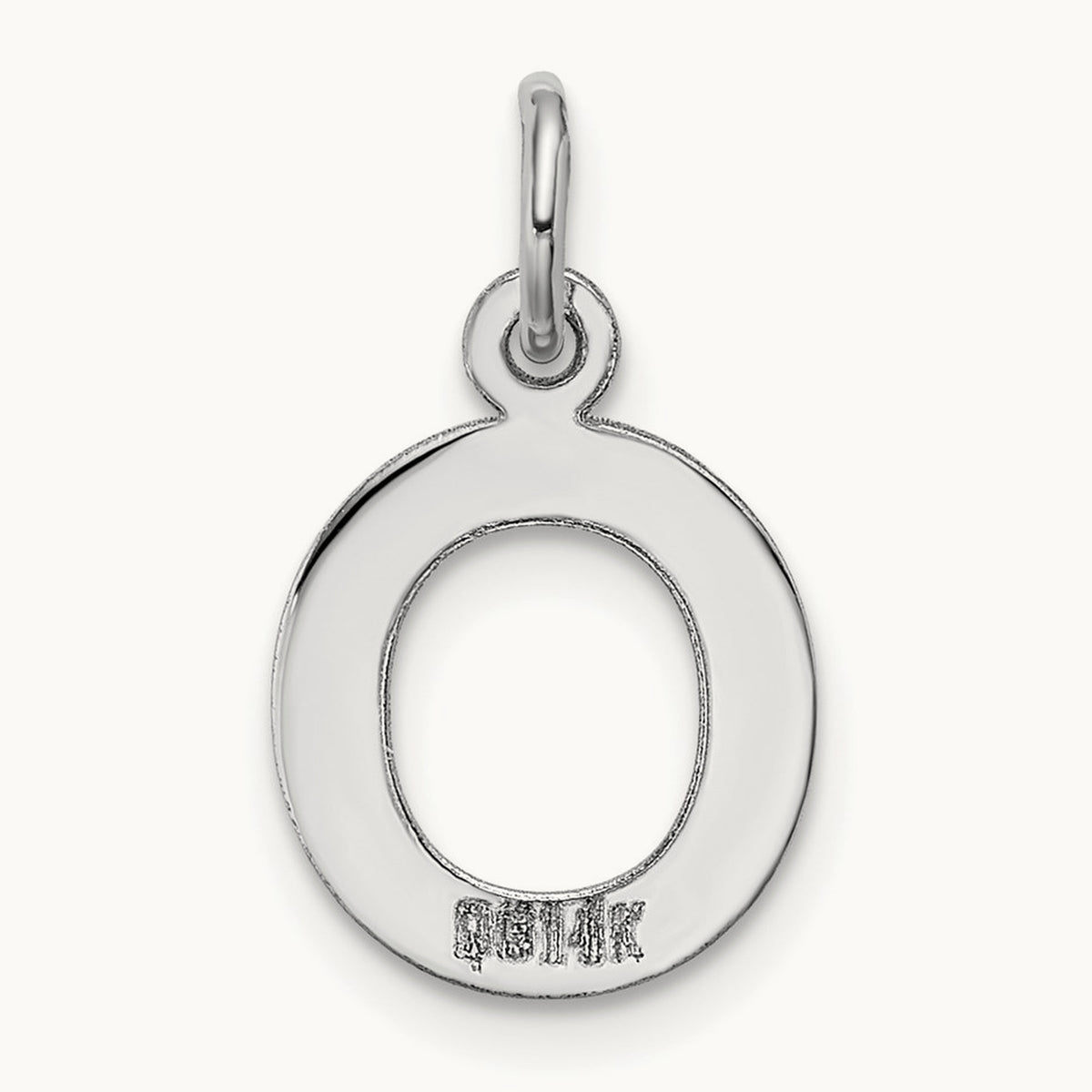 Small Block Initial Charm — 14K White Gold, O