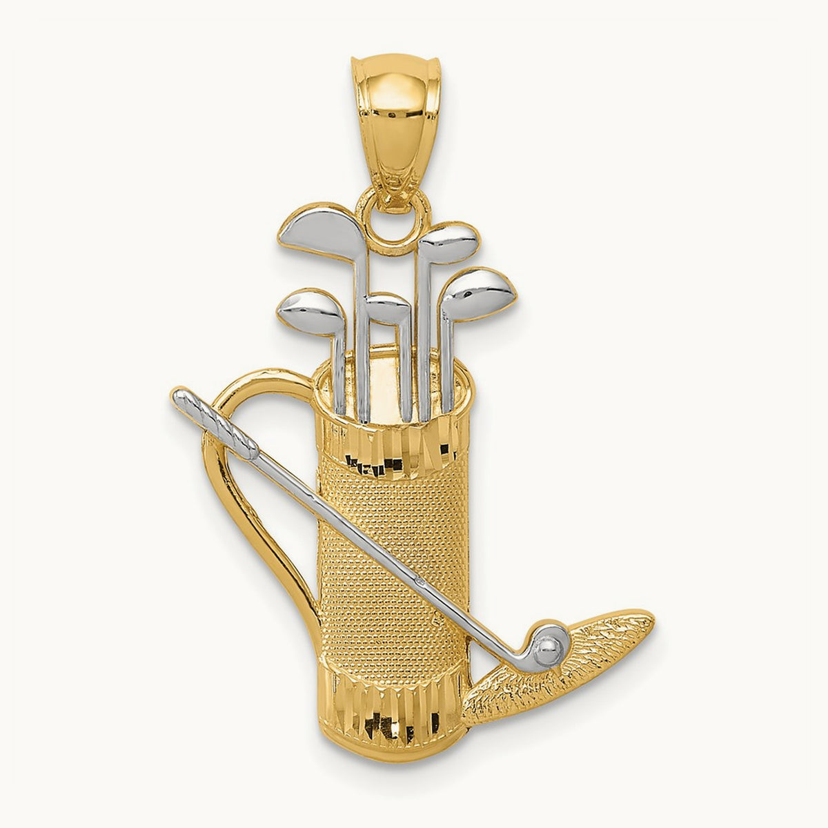 Golf Bag Pendant, 14K with Rhodium