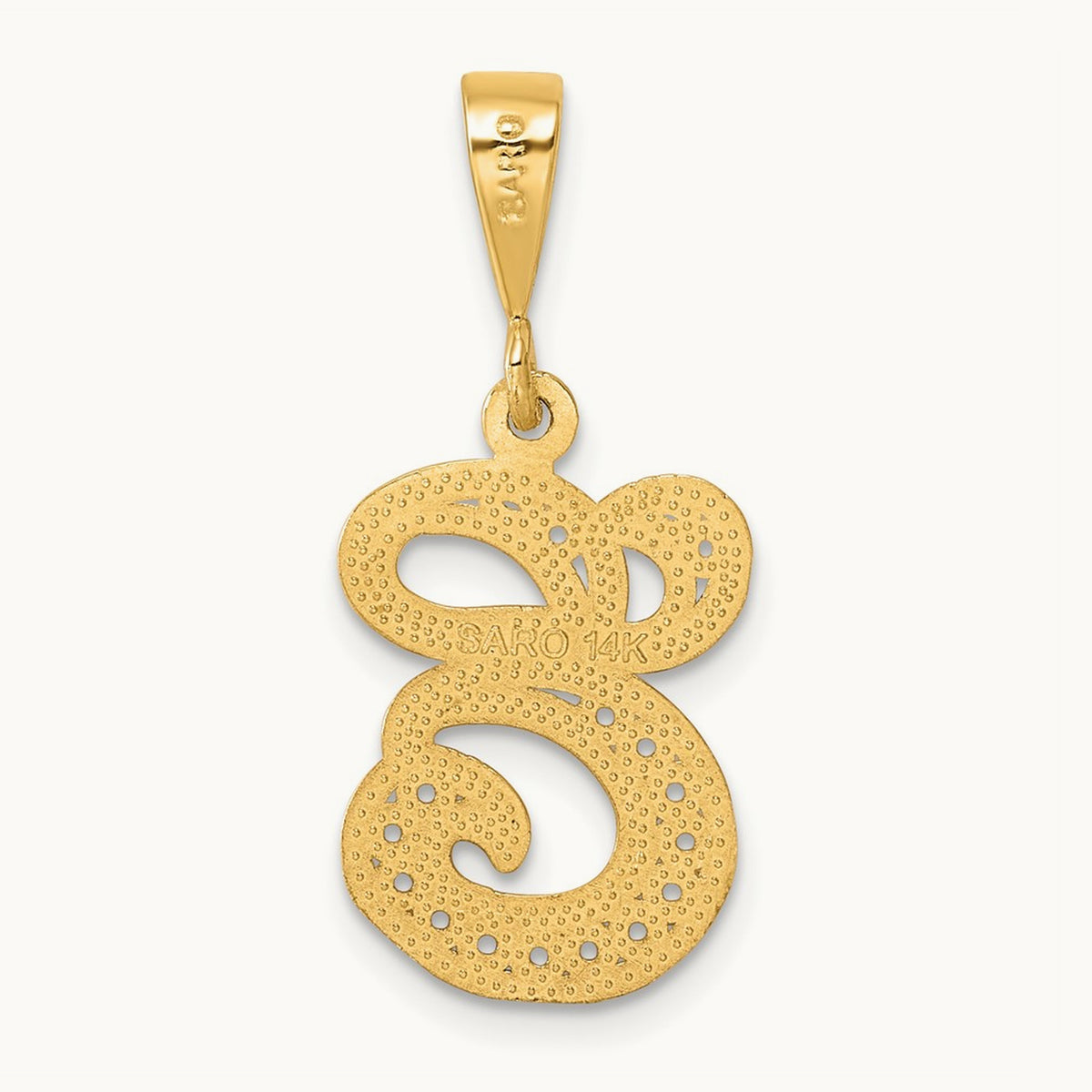 Polished Script Filigree Initial Pendant — E