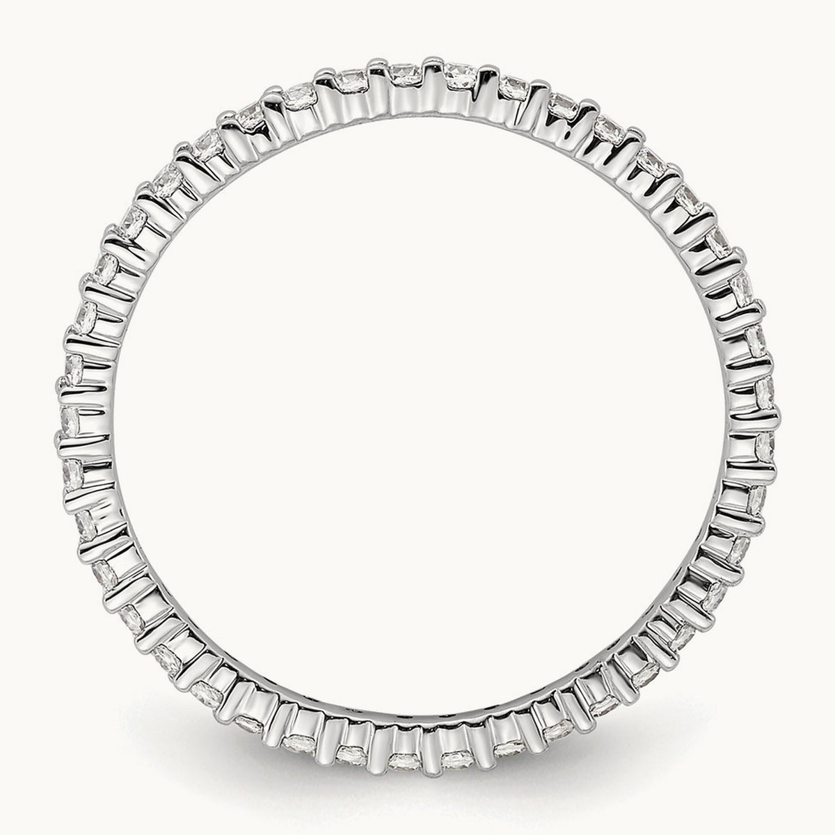 Polished Shared Prong Diamond Eternity Band — 14K White Gold, 0.5 ct, 8.5