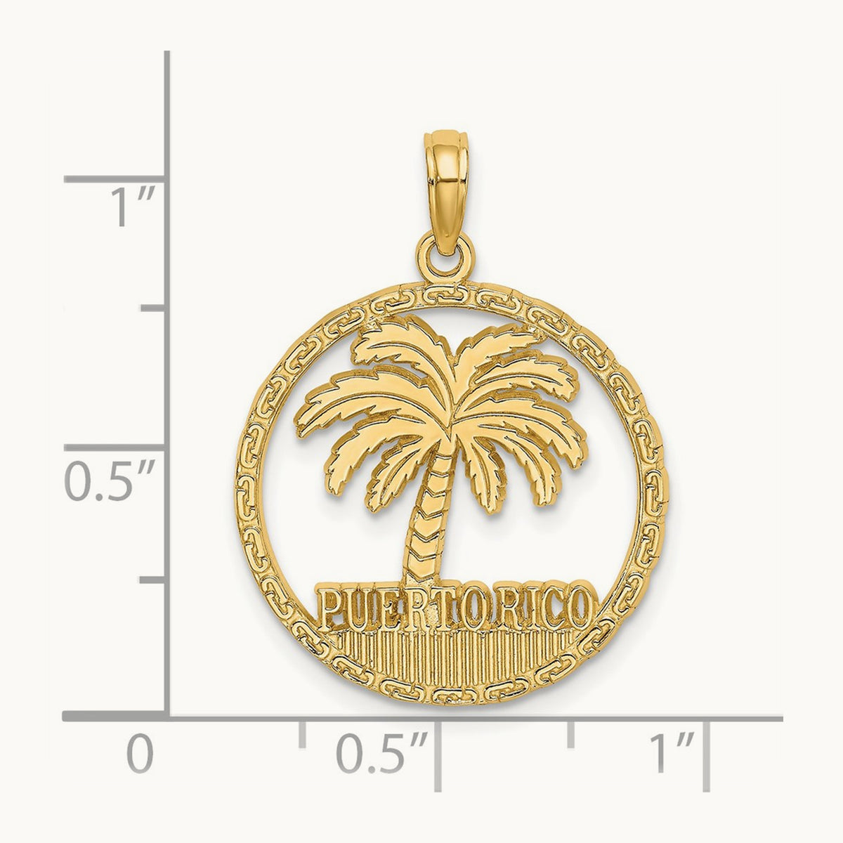 PUERTO RICO Palm Tree Charm, 14K