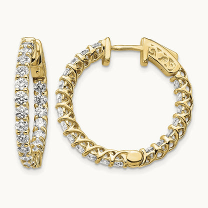 Round in/Out Safety Clasp Hoop Earrings, 2.25 ct tw Lab-Grown Diamond