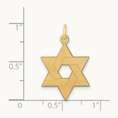 Laser Designed Star of David Pendant — 14K Yellow Gold, 26mm