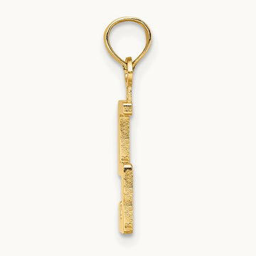 Polished Number 5 Pendant — 14K Yellow Gold