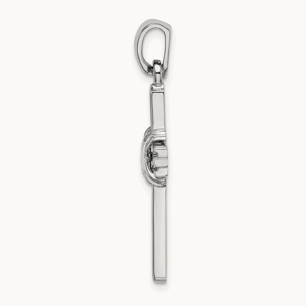 w/ Passion Cross Pendant — 14K White Gold, 35.15mm