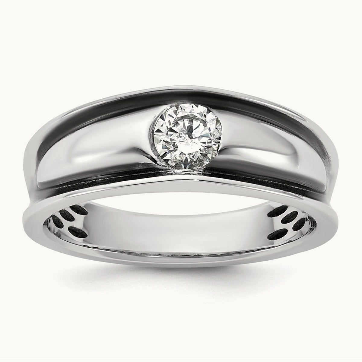 IB Goodman Black Rhodium Mens Complete 1/2ct Diamond Ring, 14K White Gold