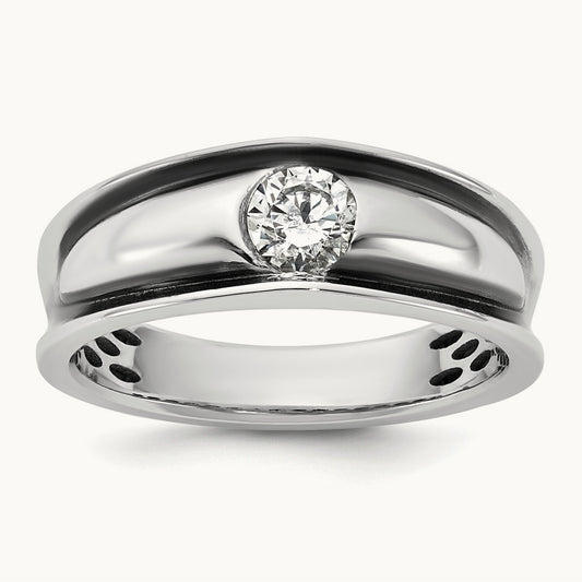 IB Goodman Black Rhodium Mens Complete 1/2ct Diamond Ring, 14K White Gold