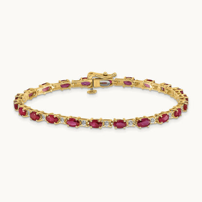 Diamond and Ruby Bracelet — 14K Yellow Gold