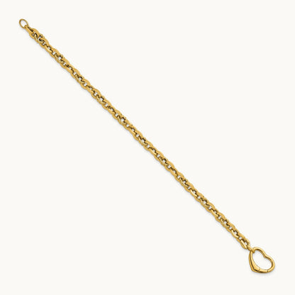 Polished & Twisted Link Heart Clasp 7.5 in Bracelet, 14K