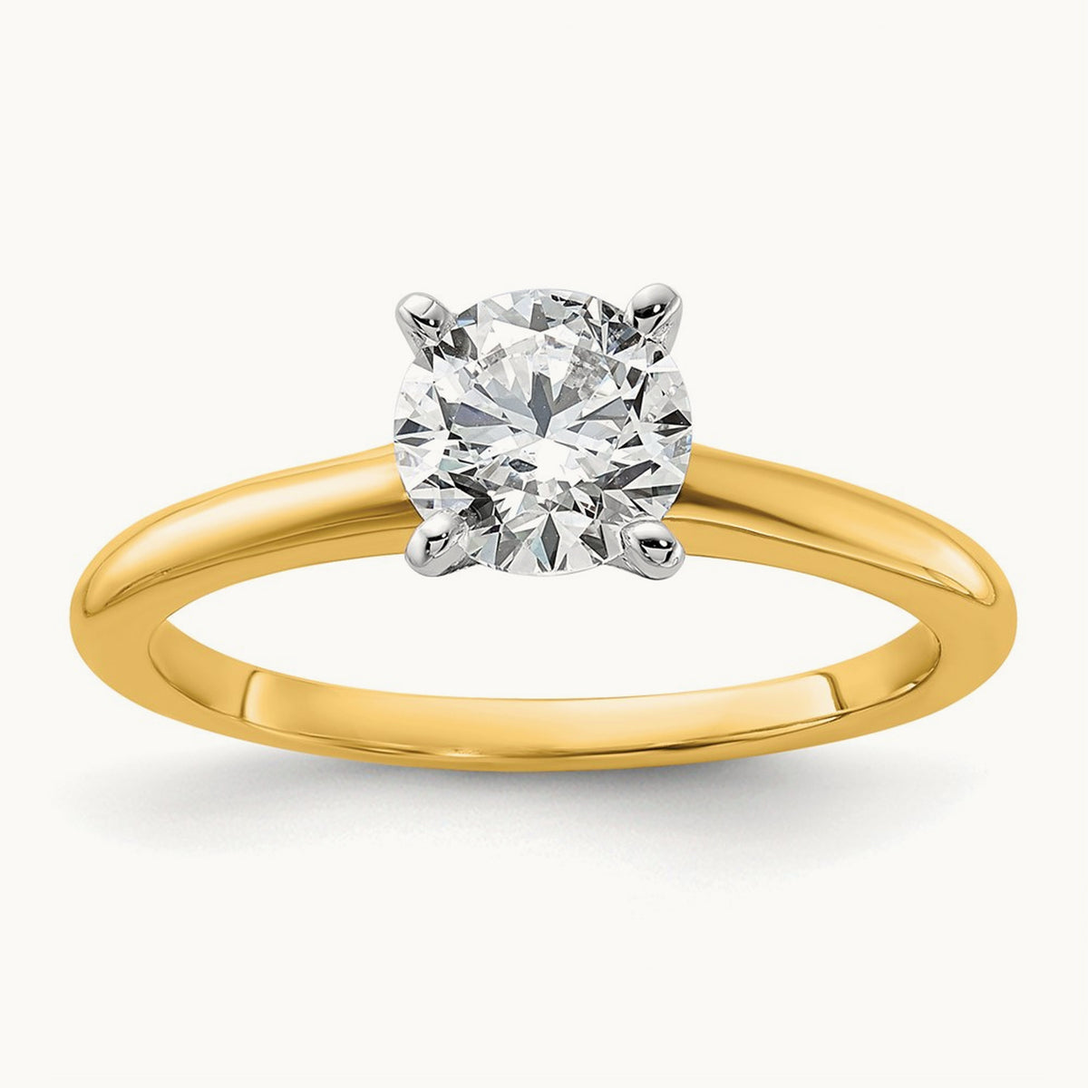 Round Solitaire Engagement Ring, 0.25-5.00 ct tw Lab-Grown Diamond — 1 ct, 14K Two-Tone