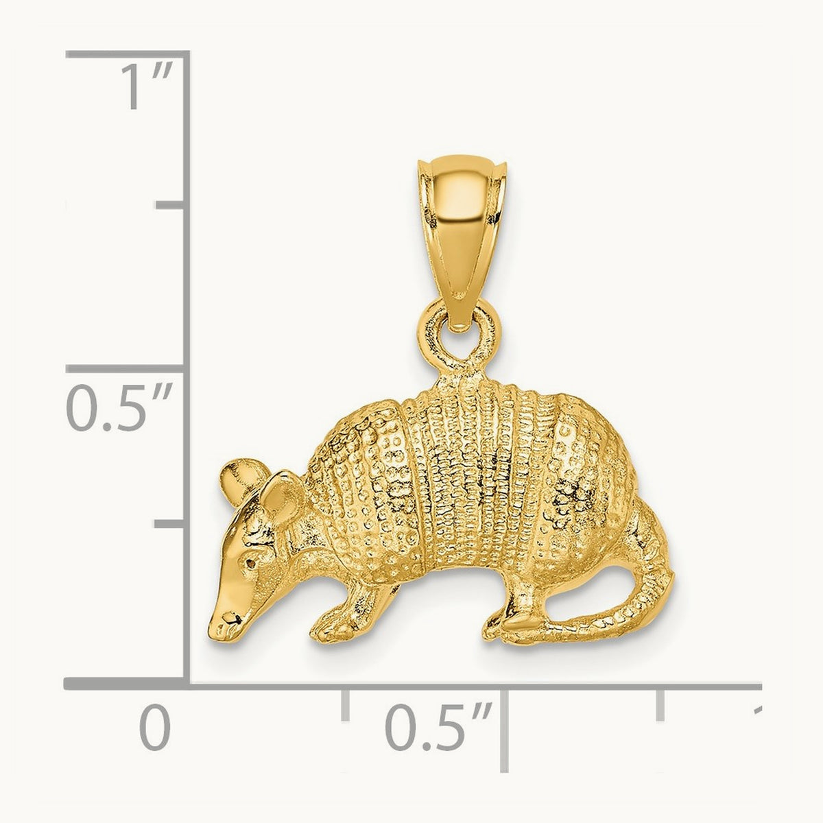 3-D Armadillo Charm, 14K