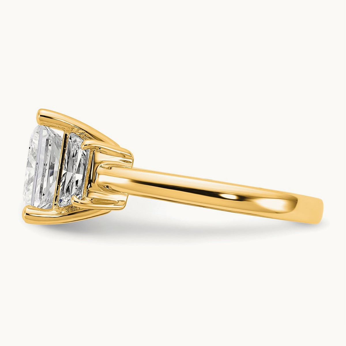 Princess & Trapezoid Engagement Ring — 14K Yellow Gold, 4 ct, 7