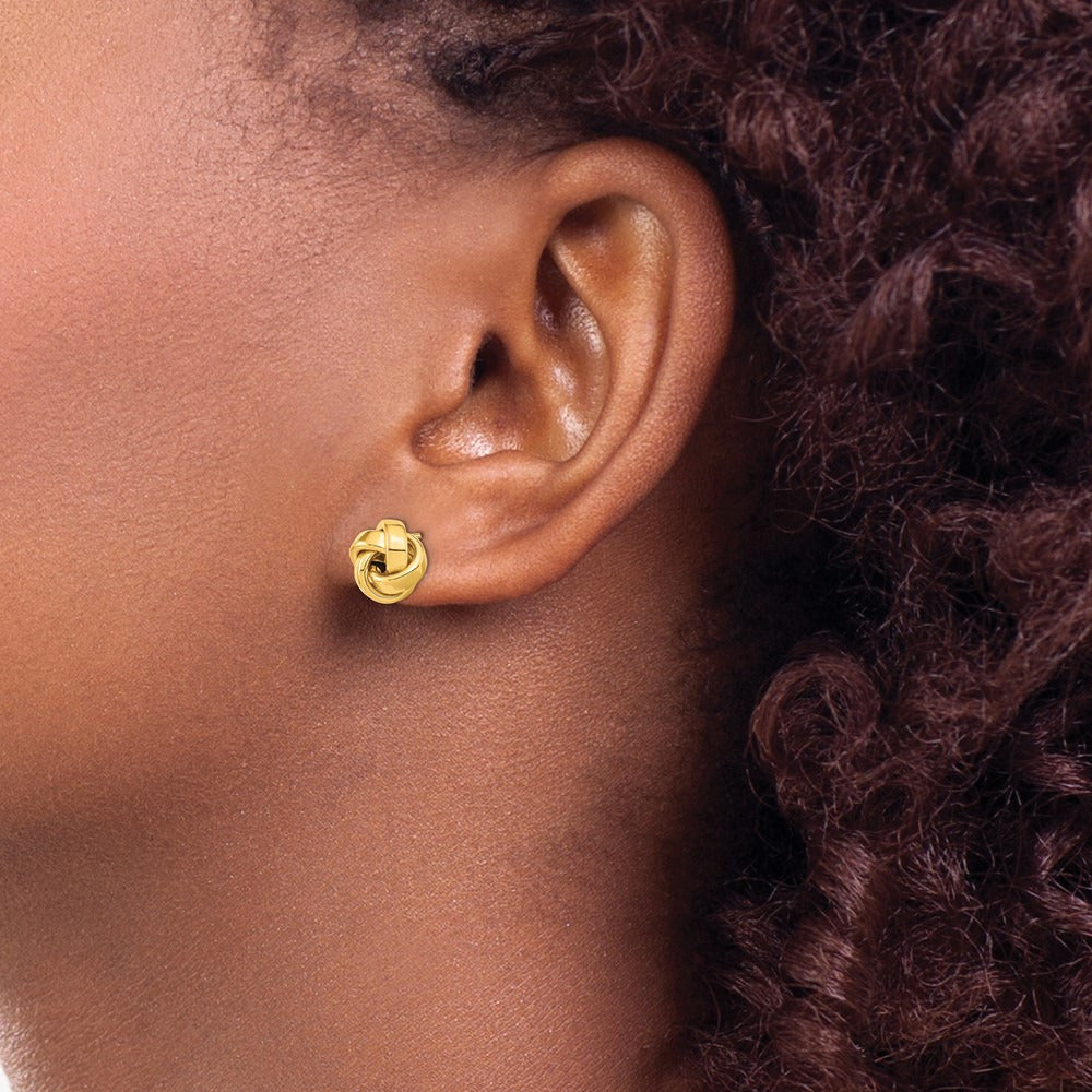 Polished Love Knot Post Earrings — 14K Yellow Gold, 9.6mm