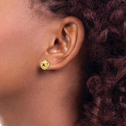 Polished Love Knot Post Earrings — 14K Yellow Gold, 9.6mm