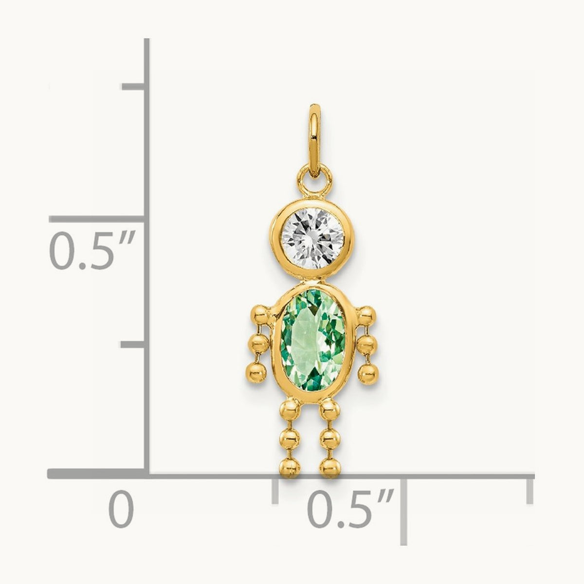 August Boy Birthstone Charm, 14K