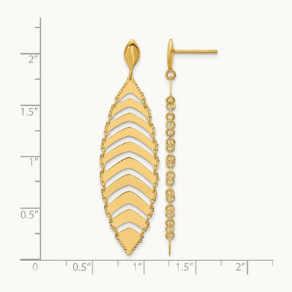Polished D/C Post Dangle Leaf Earrings, 14K — Leslie's