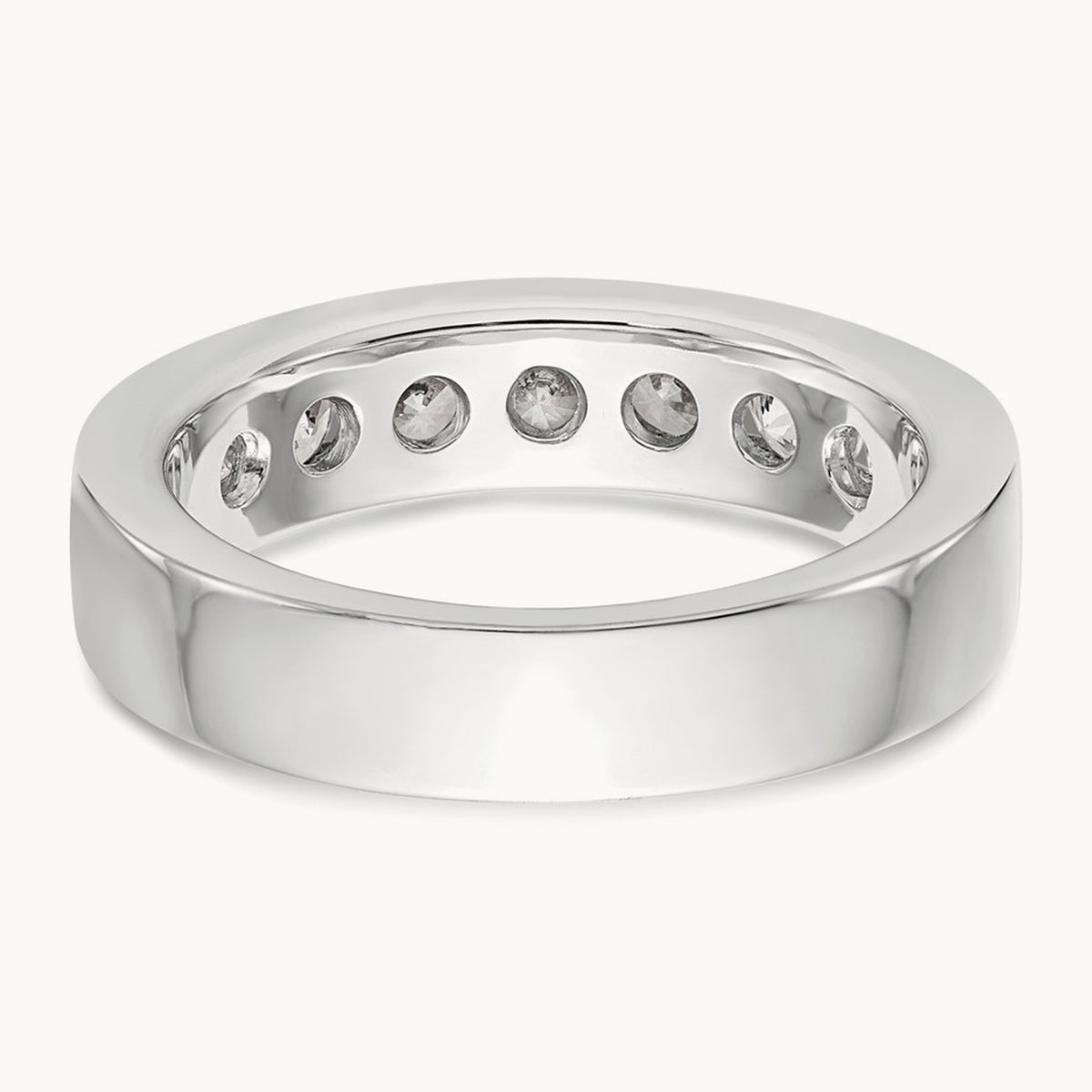 7-Stone Diamond Channel Band, 14K White Gold