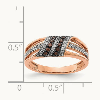 White and Champagne Diamond Ring, 14K Rose Gold