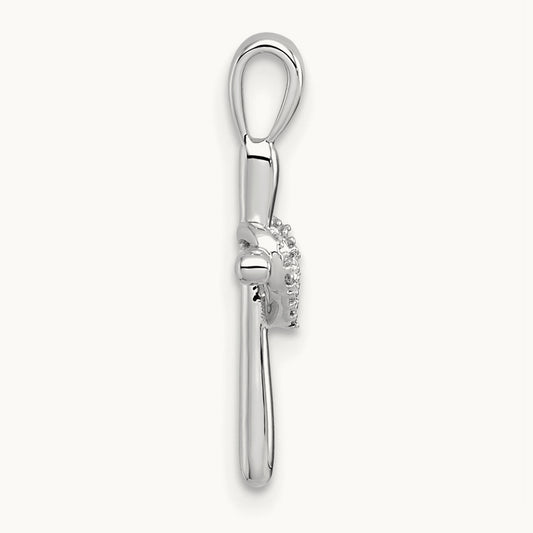 Diamond Cross w/Heart Pendant, 14K White Gold