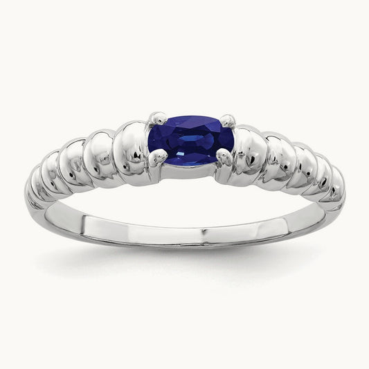 5x3mm Oval Sapphire ring, 14K White Gold