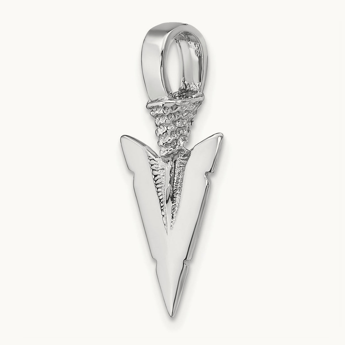 3-D Arrowhead Charm — 14K White Gold