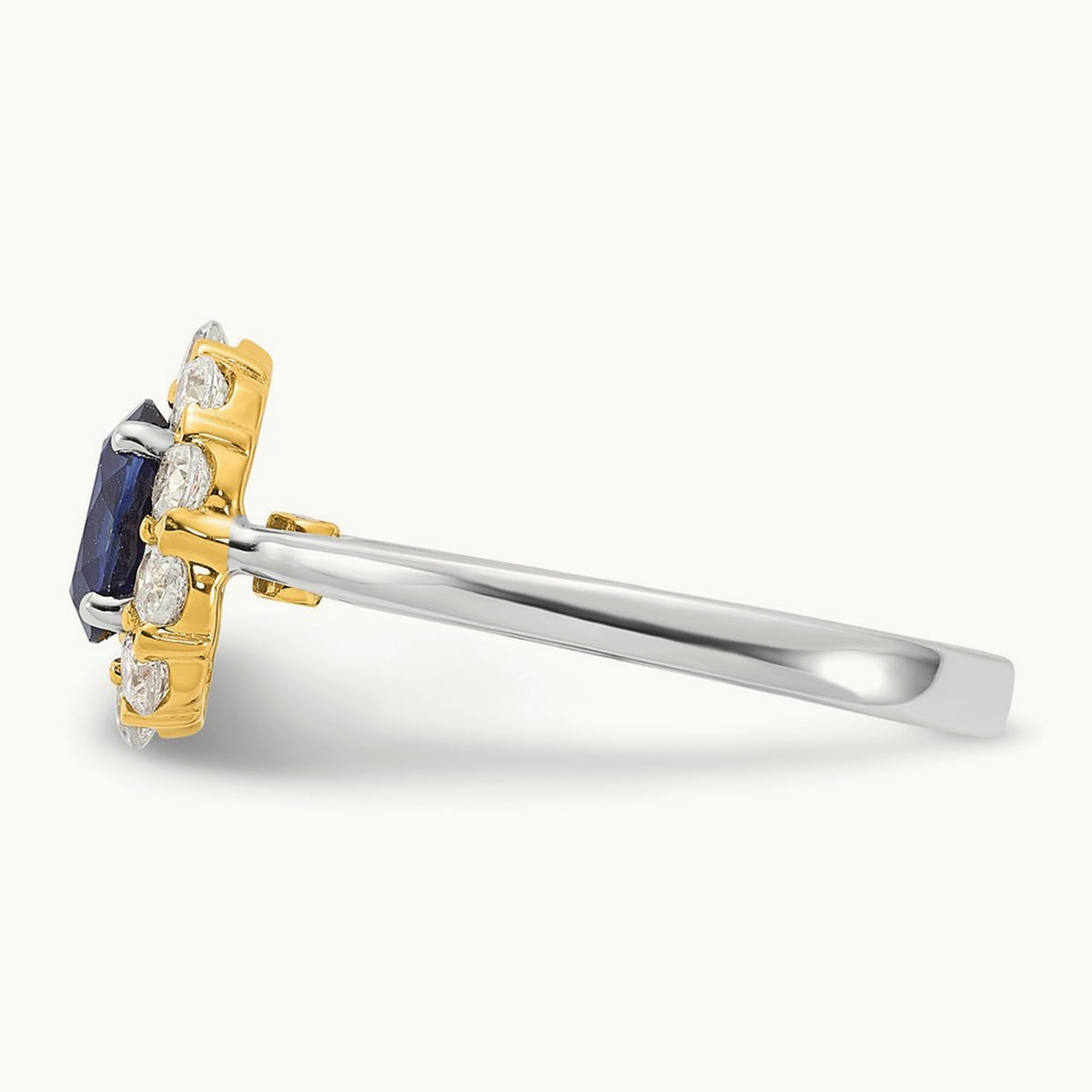 Created Sapphire Halo Ring — 14K Two-Tone, 7