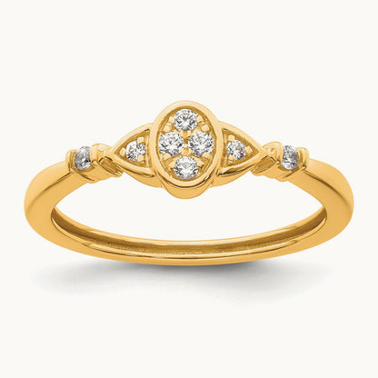Complete Diamond Cluster Oval Engagement Ring — 14K Yellow Gold