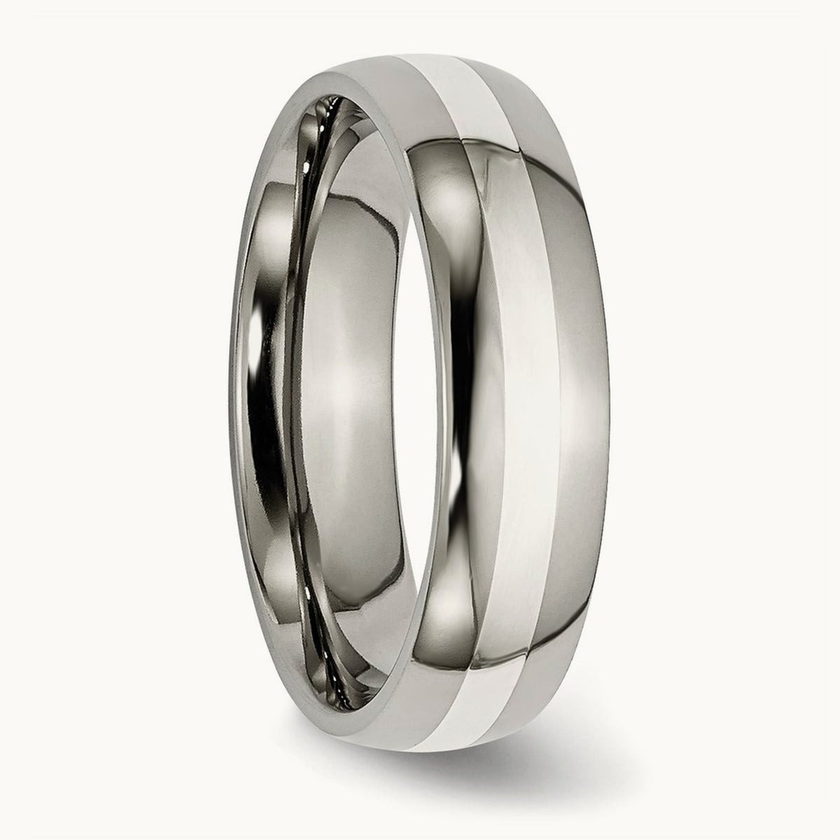Polished w/ Inlay Band — Sterling Silver, 6mm