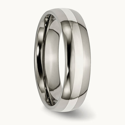 Polished w/ Inlay Band — Sterling Silver, 6mm