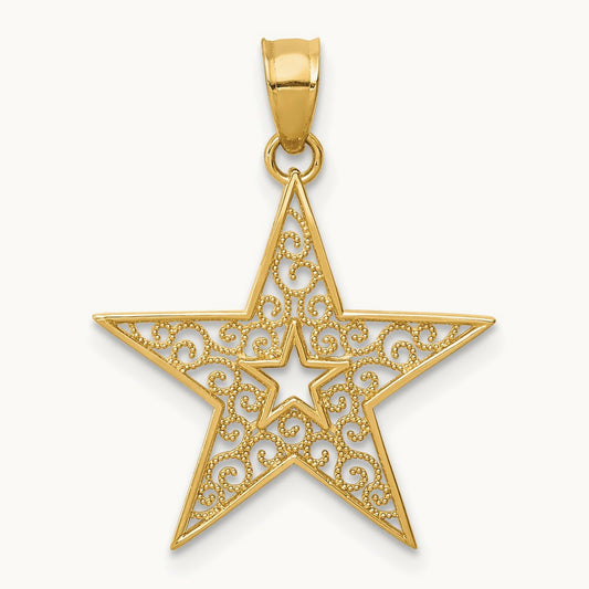 Filigree Star Pendant, 14K