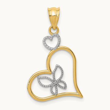 Butterfly in Heart Pendant, 14K with White Rhodium