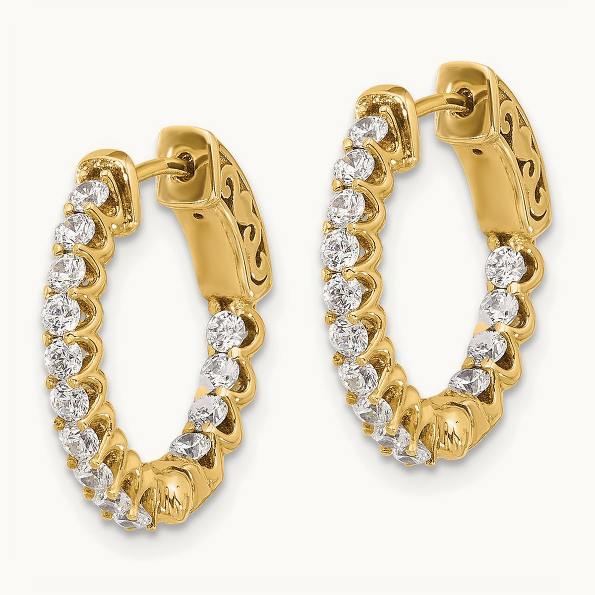 .98ct. 28- In/Out Hoop w/ Safety Clasp Diamond Earrings, 2.0mm, 14K