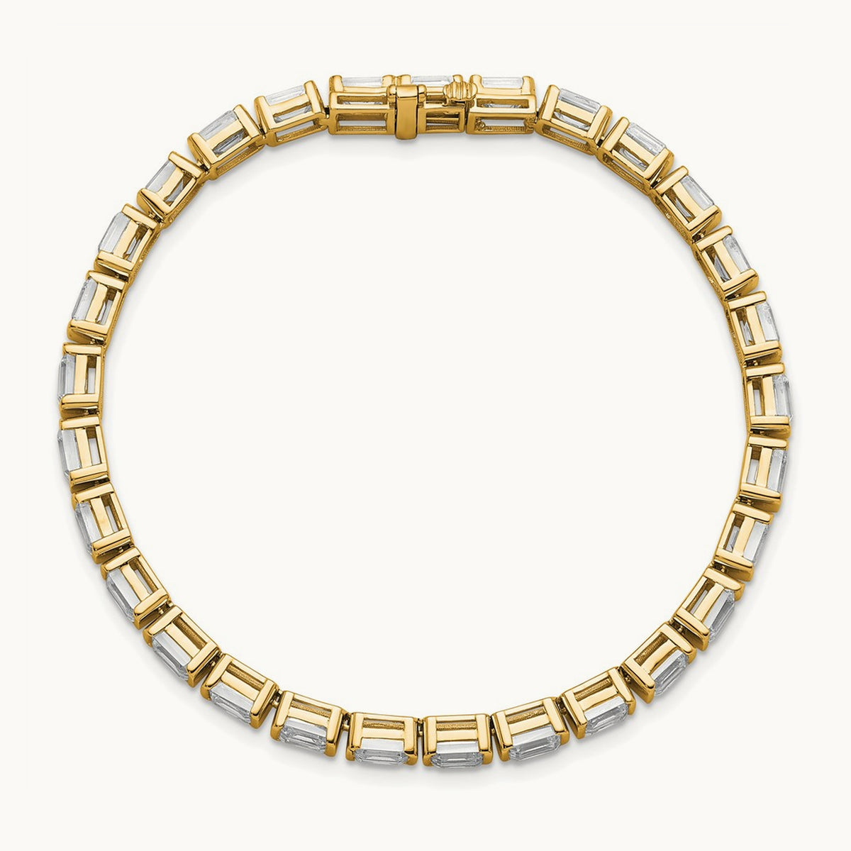 Emerald Bezel Tennis Bracelet, 10.00 ct tw Lab-Grown Diamond — 14K Yellow Gold