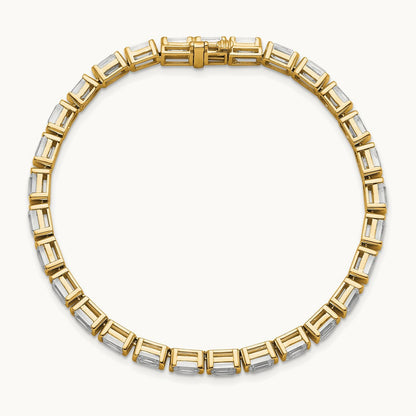 Emerald Bezel Tennis Bracelet, 10.00 ct tw Lab-Grown Diamond — 14K Yellow Gold