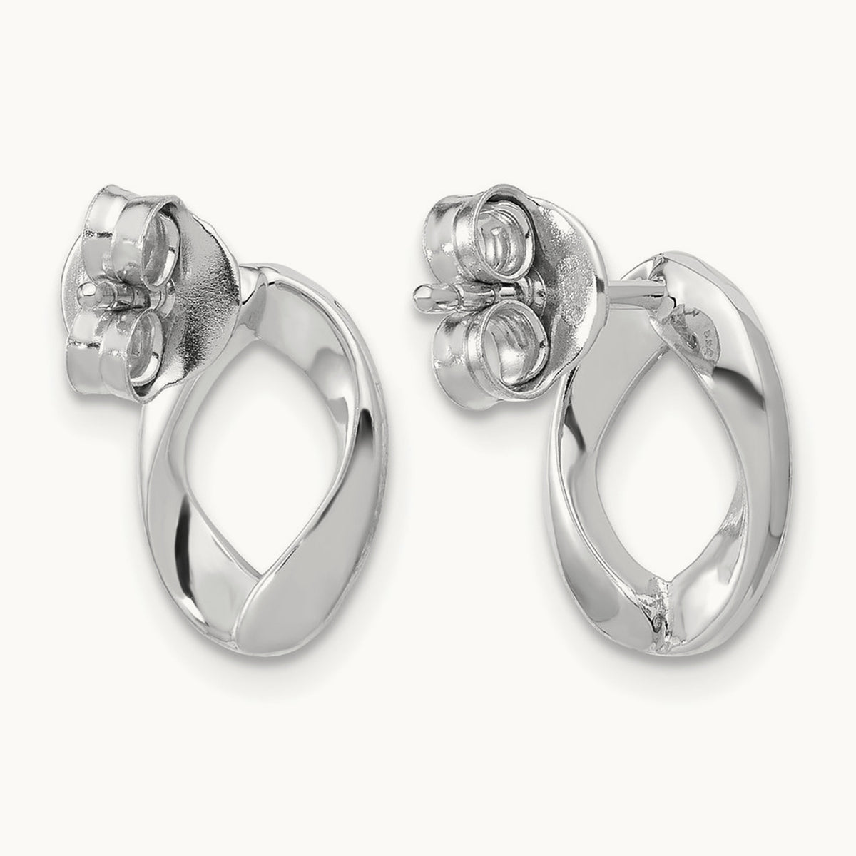 RH-plated Polish/Brushed Oval Post Earrings, Sterling Silver — Leslie's