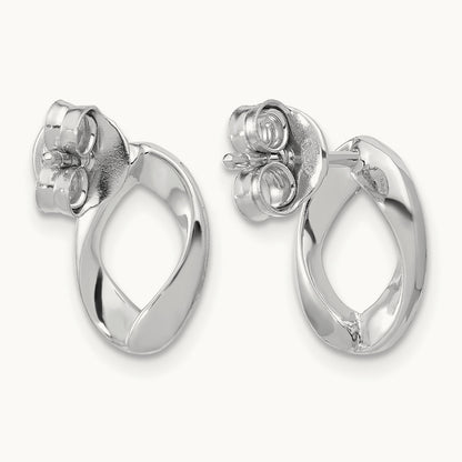 RH-plated Polish/Brushed Oval Post Earrings, Sterling Silver — Leslie's