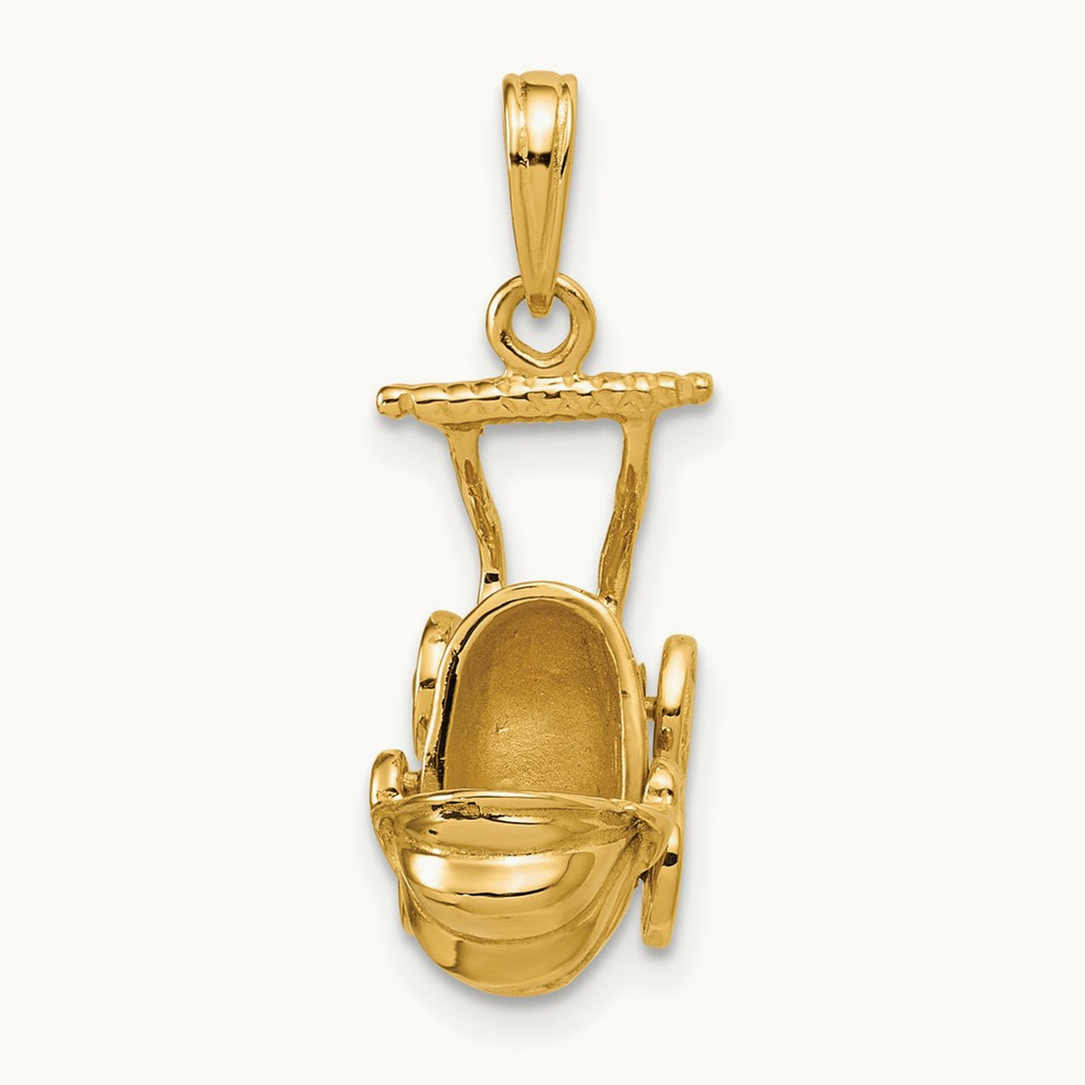 3D Baby Carriage Charm, 14K