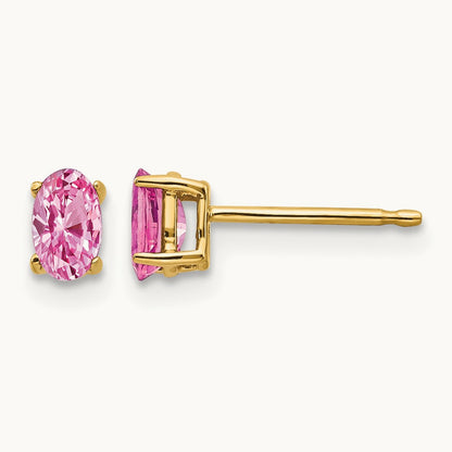 Sapphire Post Earrings, 14K Pink