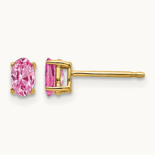 Sapphire Post Earrings, 14K Pink