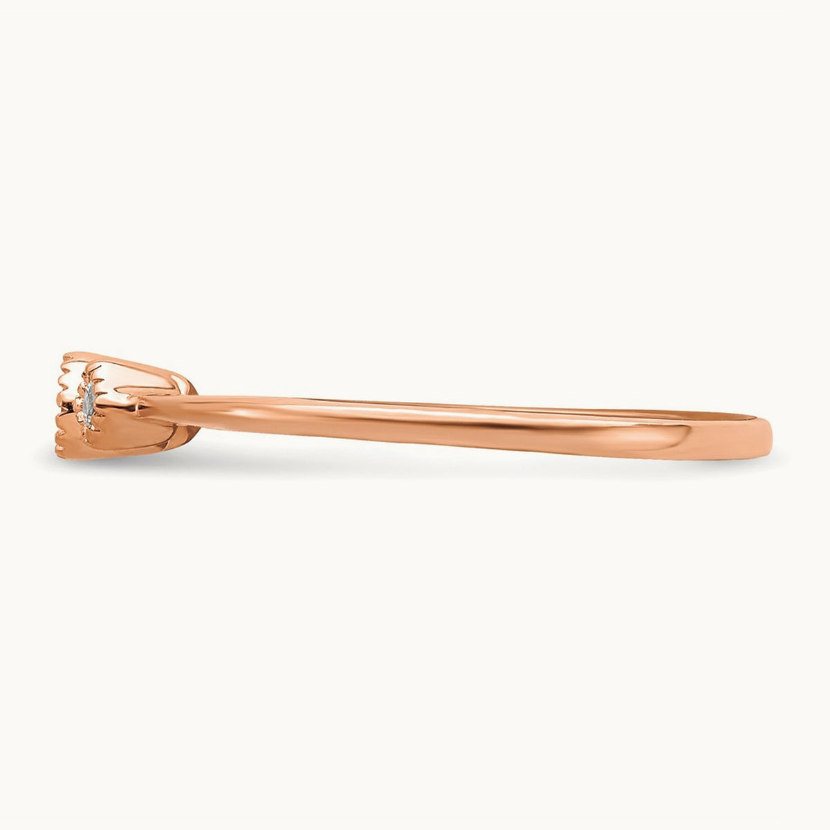 Petite Beaded Edge Round/Princess Complete Diamond Ring — 14K Rose Gold, 7