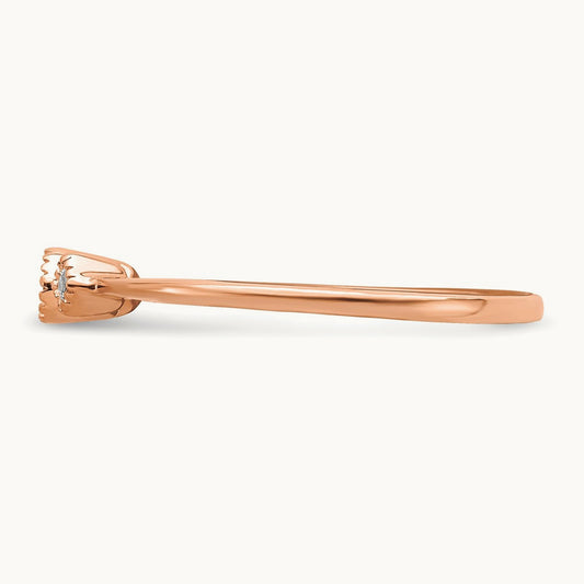 Petite Beaded Edge Round/Princess Complete Diamond Ring — 14K Rose Gold, 7