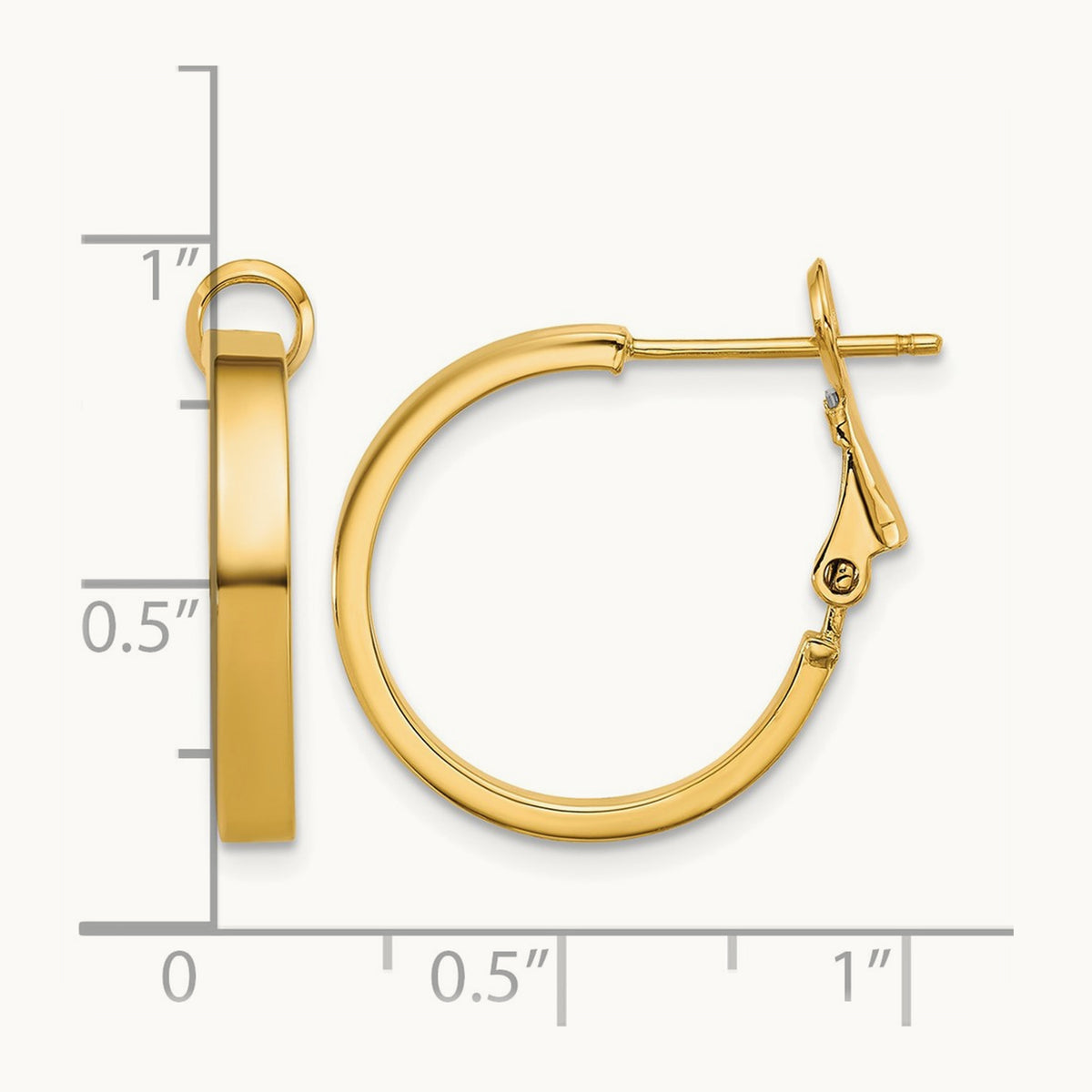Polished Square Tube Round Hoop Earrings — 14K Yellow Gold, 3mm