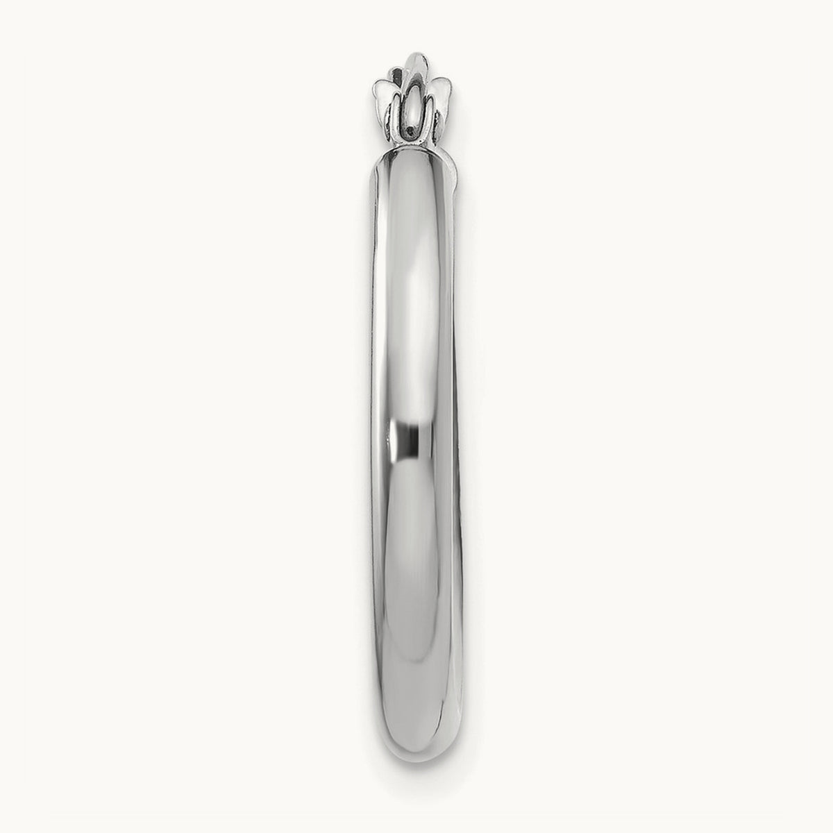Single 14K White Gold Polished Lightweight Tube Hoop Earring, 2.5mm