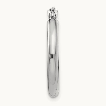 Single 14K White Gold Polished Lightweight Tube Hoop Earring, 2.5mm