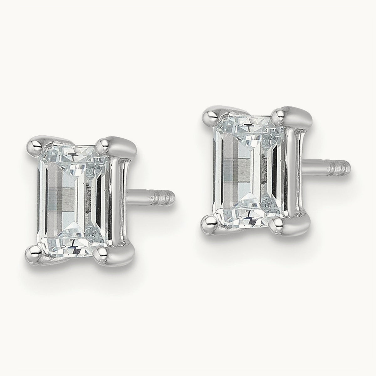 Emerald Four-Prong Stud Earrings, 0.50-6.00 ct tw Lab-Grown Diamond — 1 1/2 ct, 14K White Gold